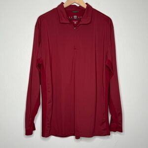 Nike Golf Mens Quarter Zip Sweater Large Red Pullover Dry‎ Fit Active Training